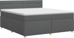 vidaXL Κρεβάτι box spring με στρώμα Σκούρο Γκρι 140 x 190 cm Ύφασμα