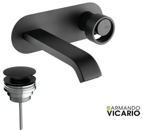 Armando Vicario Halo Black Matt Μπαταρία Νιπτήρος εντοιχισμού+Βαλβίδα clic-clac