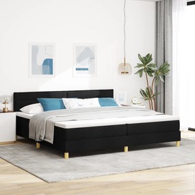 vidaXL Κρεβάτι Box Spring με Στρώμα Μαύρο 200x200 cm Ύφασμα