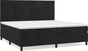 vidaXL Κρεβάτι Boxspring με Στρώμα Μαύρο 200x200 εκ. Βελούδινο