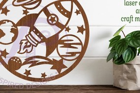 Intra απο ξύλο plywood 3mm-4mm πάχος – Επιγραφή Rocket/Space Wall Art, Αρχείο Δίασταση  40x30 cm INTRAFABR-79109274