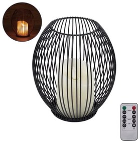 Διακοσμητικό Realistic Κερί με LED Εφέ Κινούμενης Φλόγας - Μπαταρίας Χειριστήριο IR 2700K Μαύρο Φ16 x Υ18cm CADLE 76496-76496-Μα 76496