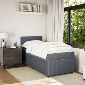 vidaXL Κρεβάτι Boxspring με Στρώμα Σκούρο Γκρι 80x200 εκ. Βελούδινο