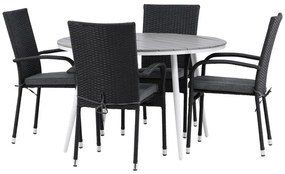 Σετ Τραπέζι και καρέκλες Dallas 3730, Polyξύλο, Πλαστικό ψάθινο, Μέταλλο, Μαξιλάρι καθίσματος: Ναι | Epipla1.gr