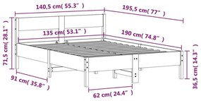 Σκελετός Κρεβ. Χωρίς Στρώμα Λευκό 135x190 εκ Μασίφ Πεύκο - Λευκό