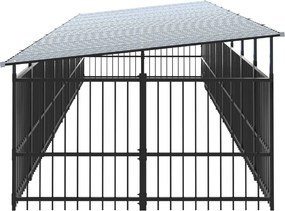 vidaXL Υπαίθριο Κλουβί Σκύλων με Οροφή από Χάλυβα 15,02 μ²