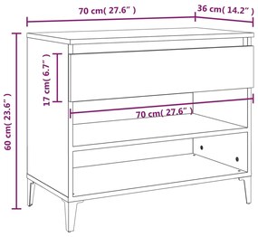 Παπουτσοθήκη Γκρι Σκυροδέματος 70x36x60 εκ. Επεξεργασμένο Ξύλο - Γκρι