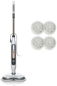 Καθαριστής ατμού Shark Steam & Scrub S8201EU, 1120W, 0.35 l, 3 ρυθμίσεις, καθαρισμός χωρίς χημικά, 150 στροφές ανά λεπτό, Steam Blaster, Λευκό
