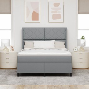 vidaXL Κρεβάτι Box Spring με Στρώμα & LED Φωτισμό Γκρι 160x200 εκ. Ύφασμα