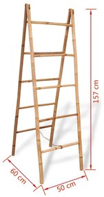 Σκάλα-Κρεμάστρα Πετσετών Διπλή με 5 Σκαλιά 50x160 εκ. Μπαμπού - Καφέ