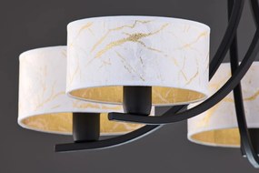 Κρεμαστό Πολύφωτο Arthur Φ75cm Μαύρο με Λευκό Ύφασμα