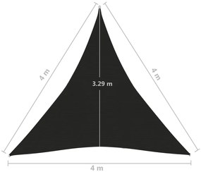 Πανί Σκίασης Μαύρο 4 x 4 x 4 μ. από HDPE 160 γρ./μ² - Μαύρο