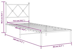 ΠΛΑΙΣΙΟ ΚΡΕΒΑΤΙΟΥ ΜΕ ΚΕΦΑΛΑΡΙ ΜΑΥΡΟ 75 X 190 ΕΚ. ΜΕΤΑΛΛΙΚΟ 376492