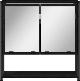 vidaXL Σετ Επίπλων Μπάνιου με ράφι 2 pcs Μαύρο Επεξεργασμένο ξύλο