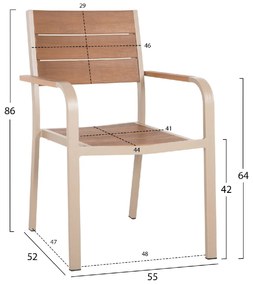 ΠΟΛΥΘΡΟΝΑ ΑΛΟΥΜΙΝΙΟΥ SAGA HM5127.04 ΣΑΜΠΑΝΙ ΜΕ POLYWOOD 55x52x86Yεκ.