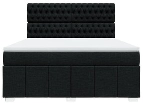 Κρεβάτι Boxspring με Στρώμα Μαύρο 180x200 εκ. Υφασμάτινο - Μαύρο