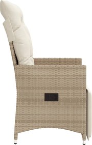 vidaXL Πολυθρόνες Κήπου Ανακλ/νες 2 τεμ. Μπεζ Συνθ. Ρατάν + Μαξιλάρια