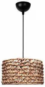 GloboStar® POMEGRANDE 204-0160 Boho Κρεμαστό Φωτιστικό Kαπέλο Μονόφωτο 1 x E27 IP20 Καφέ Rattan - Μ29 x Π29 x Υ16cm