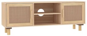 vidaXL Έπιπλο Τηλεόρασης Καφέ 105x30x40 εκ Μασίφ Πεύκο &amp; Φυσικό Ρατάν