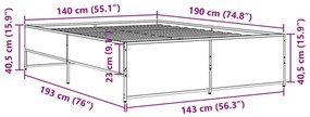 Πλαίσιο Κρεβατιού Καπνιστή Δρυς 140x190εκ. Επεξ. Ξύλο &amp; Μέταλλο - Καφέ