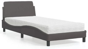 Κρεβάτι με Στρώμα Γκρι 80 x 200 εκ. Συνθετικό Δέρμα - Γκρι