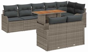 vidaXL Σετ Καναπέ Κήπου με μαξιλάρι 9 pcs Γκρι