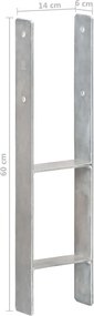 vidaXL Στηρίγματα Περίφραξης 6 τεμ Ασημί 14x6x60 εκ. Γαλβανισμ. Ατσάλι