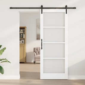 vidaXL Συρόμενη Πόρτα με Σετ Υλικών 'ORKDAL' Λευκή Ξύλινη & Γυαλί