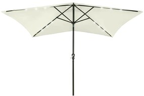 Ομπρέλα Χρώμα Άμμου 2 x 3 μ. με LED και Ατσάλινο Ιστό - Μπεζ
