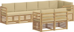 vidaXL Σειρά Καναπέ Εξωτερικού 8 pcs Λευκό και Μπεζ