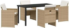 vidaXL Σέτ φαγητού για κήπο 5 τμχ. Μπεζ συνθετικό ρατάν