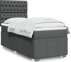 vidaXL Κρεβάτι Boxspring με Στρώμα Σκούρο Γκρι 90x190 εκ. Υφασμάτινο