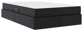 vidaXL Κρεβάτι με αποθηκευτικό χώρο και στρώμα 2 pcs Μαύρο Δέρμα