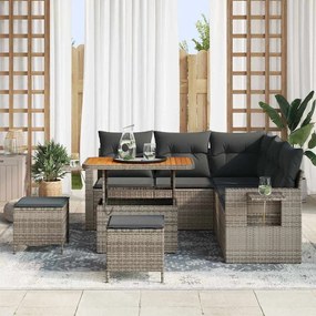 vidaXL Σετ Καναπέ Κήπου 8 pcs Γκρι συνθετικό ρατάν