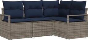 vidaXL Σετ Καναπέ με μαξιλάρι 4 pcs Γκρι συνθετικό ρατάν