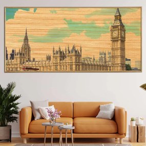 Πίνακας σε Ξύλο με Θέμα &#8220;Big Ben – Houses of Parliament&#8221; σε ξύλινη Κορνίζα - 80cmx50cm