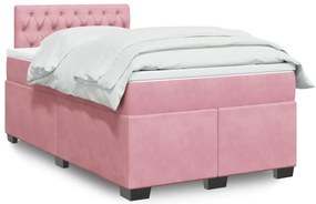 vidaXL Κρεβάτι Boxspring με Στρώμα Ροζ 120x190 εκ. Βελούδινο