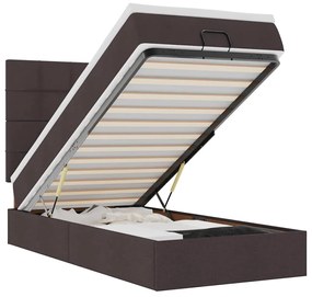 Οθωμανικό κρεβάτι με στρώμα Σκούρο καφέ 80x200cm ύφασμα 3313115