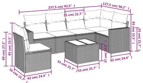 vidaXL Σαλόνι Κήπου Σετ 7 τεμ. Μπεζ Συνθετικό Ρατάν με Μαξιλάρια
