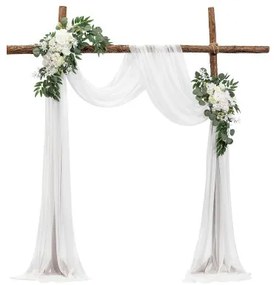 VEVOR Artificial Wedding Arch Flowers Kit White With 2 Pcs Flowers 1 Pcs Drapes