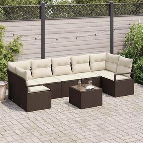 vidaXL Σετ Καναπέ 8 pcs Καφέ και Κρέμα συνθετικό ρατάν