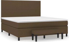 vidaXL Κρεβάτι Boxspring με Στρώμα Σκούρο Καφέ 160x200 εκ Υφασμάτινο