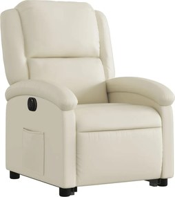 vidaXL Πολυθρόνα Ηλεκτρ. Ανακλινόμενη με Ανύψωση Κρεμ Συνθ.Δέρμα