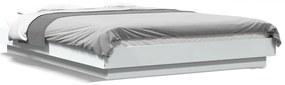 vidaXL Πλαίσιο Κρεβατιού με LED Λευκό 135x190 εκ Επεξεργ. Ξύλο