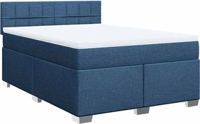 vidaXL Κρεβάτι Boxspring με Στρώμα Μπλε 140x190 εκ. Υφασμάτινο