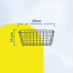 Μεταλλικό Καλάθι Αποθήκευσης 29x12x13cm Άσπρο ή Μαύρο - Μαύρο