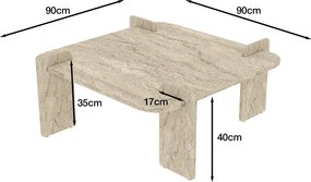 Τραπεζάκι Σαλονιού Τραβερτίνη SASA 90x90x35