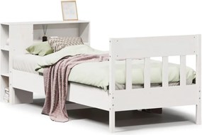 vidaXL Κρεβάτι Βιβλιοθήκη Χωρίς Στρώμα Λευκό 75x190 εκ Μασίφ Πεύκο