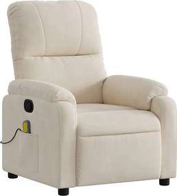 vidaXL Πολυθρόνα Μασάζ Ανακλινόμενη Μπεζ από Ύφασμα Μικροϊνών