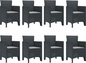 vidaXL Σέτ φαγητού για κήπο 9 pcs Ανθρακί Πολυπροπυλένιο